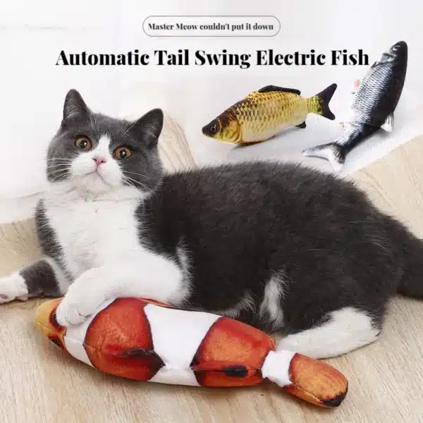 Electric Cat Toy Fish Pet Cat Toys Simulation Fish Swing Kitten Dance Fish Toy Funny Cats Chewing Playing Supplies USB Charging 3