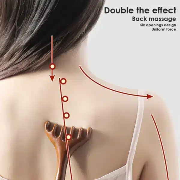 Natural Golden Sandalwood Five-Claw Scalp Massager Gua Sha Tool Back Scratcher Spa Handheld Meridian Massage Comb Hair Care 6