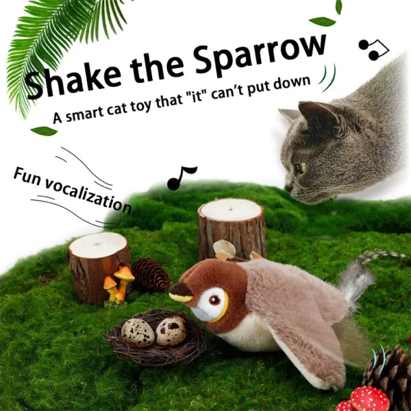 Interactive Cat Toys Rechargeable Flying Bird Rat Cat Toy Chirping Flapping Bird Can Add Catnip Touch Activated Plush Toy 2