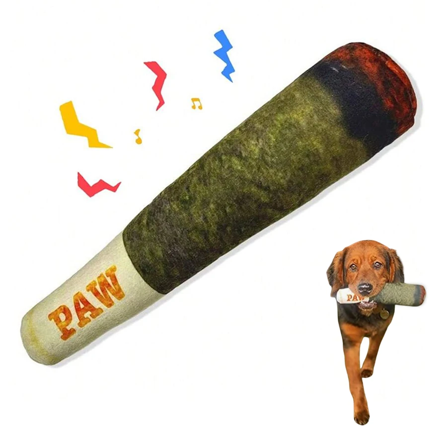 Funny Interactive Dog Toys - Cigar Design Plush Squeaky Pet Toys Grinding Teeth Creative Chew Toy For Small Medium Dog 1