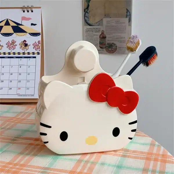 Sanrio Bathroom Shelf Punch-Free Hello Kitty Sink Yoothbrush Toothpaste Comb Storage Box Household Products Decorative Organiser 1