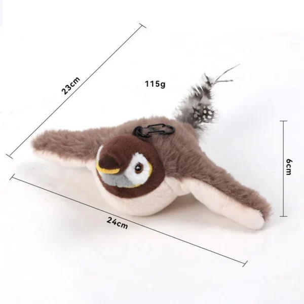 Interactive Cat Toys Rechargeable Flying Bird Rat Cat Toy Chirping Flapping Bird Can Add Catnip Touch Activated Plush Toy 6