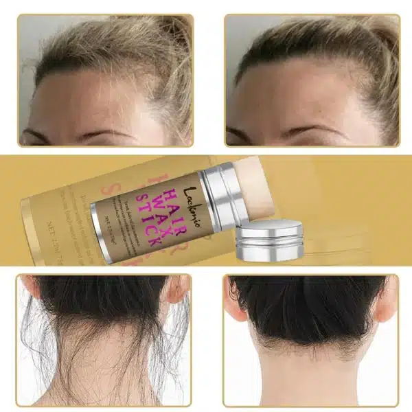 LOCKMIO Women Hair Wax Stick for Wigs Anti-frizz Flyaways Control Styling Wax Long-lasting Smoothing Broken Back Hair Pomade Kit 5