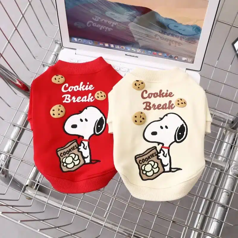 Kawaii Snoopy Pet Dog Coat Clothes Autumn and Winter Plush Warm Sweater Cartoon Pet Dog Clothes Kitten Christmas present 1