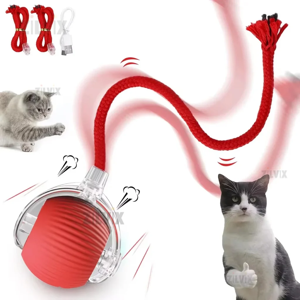 Interactive Cat Toys Ball Auto Electric Rolling Ball Toys for Cats/Kitty Pets Smart Automatic Teaser USB Rechargeable 1