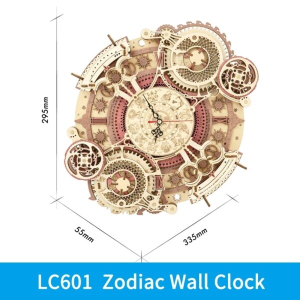 Robotime ROKR Zodiac Wall Clock 3D Wooden Puzzle Model Assembly Toys Gifts for Children Kids Teens LC601 Support Dropshipping - Image 8