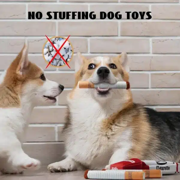 Funny Interactive Plush Dog Toys Creative Cigarette Interactive Giggles Dog Toys Funny Plush Chewing Toy Cigaret Box Pet Gifts 5