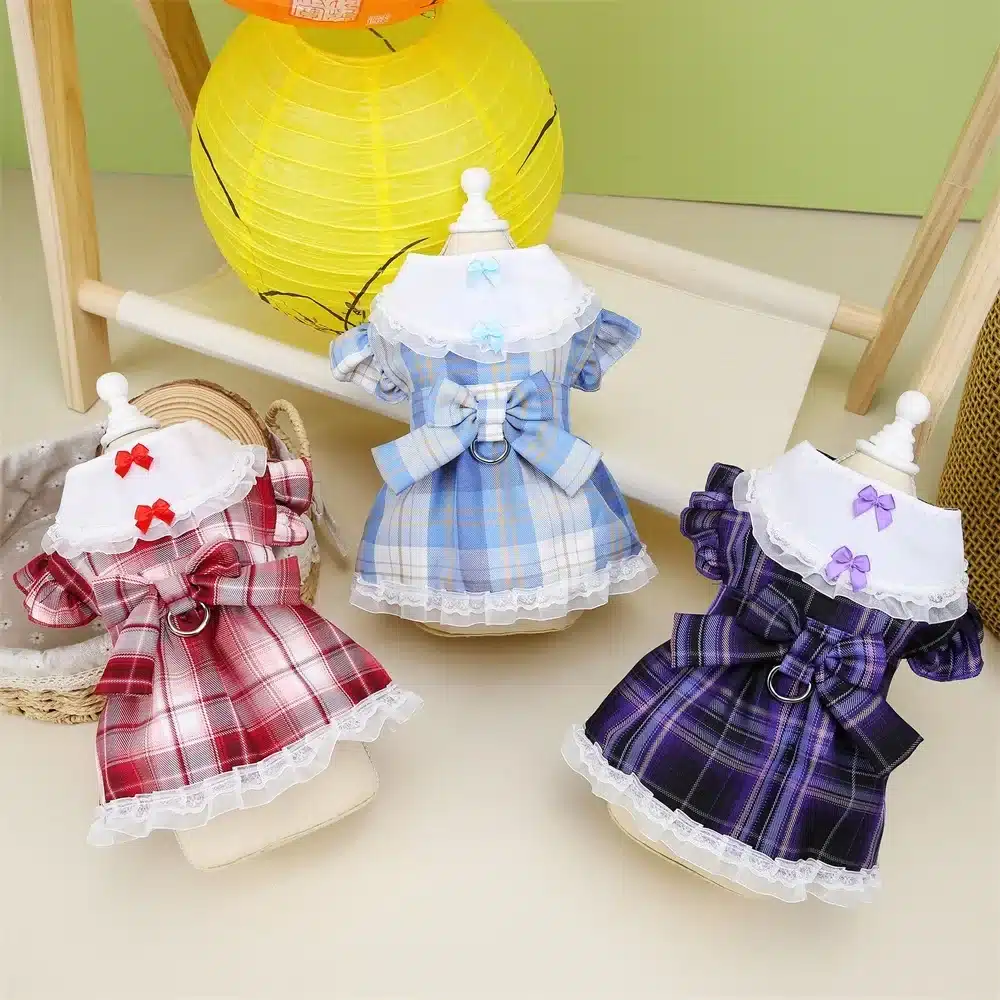 Plaid Dog Dress Puppy Summer Clothes Pet Dog Skirt for Small Medium Dogs Apparel Pet Product Supplies 1