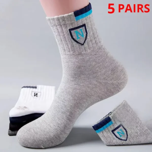 5/10/20 Pairs Men's Medium Length Socks Can Be Worn With Letter Pattern In All Seasons Sports And Fashion Socks 3