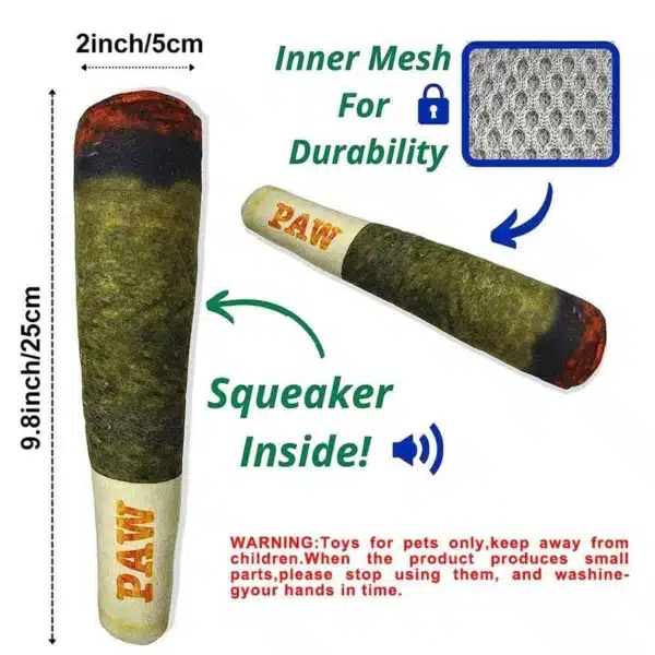 Funny Interactive Dog Toys - Cigar Design Plush Squeaky Pet Toys Grinding Teeth Creative Chew Toy For Small Medium Dog 2
