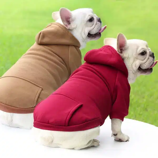 Puppy Apparel Outfit Pet Costume Solid Color Two-legged Warm Clothes Cat Dog Pullover Clothes Hoodies With Pockets DIY Soft 2