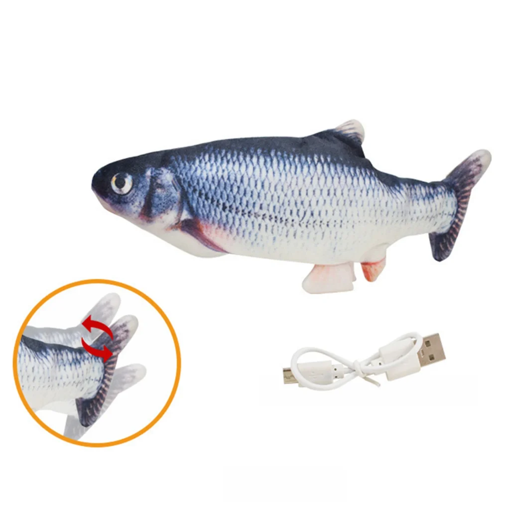 Electric Moving Fish Cat Toy Realistic Flopping Fish Dog Toy Plush Interactive Cat Toy for Indoor Cats Exercise 1