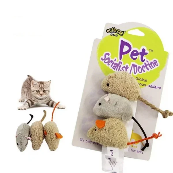 3pcs New Plush Simulation Mouse Cat Toy Bite Resistance Plush Mouse Cat Scratch Interactive Mouse Toy Palying Toy For Cat Kitten 1