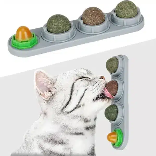 Natural Catnip Cat Wall Stick-on Ball Toy Scratchers Treats Healthy Natural Removes Balls to Promote Digestion Cat Grass Snack 6