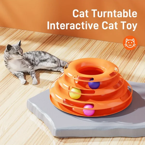 Cat Four Layer Turntable Toy Educational Play Track Tower Cat Teaser Toy For Indoor Cat Interactive Supply 3