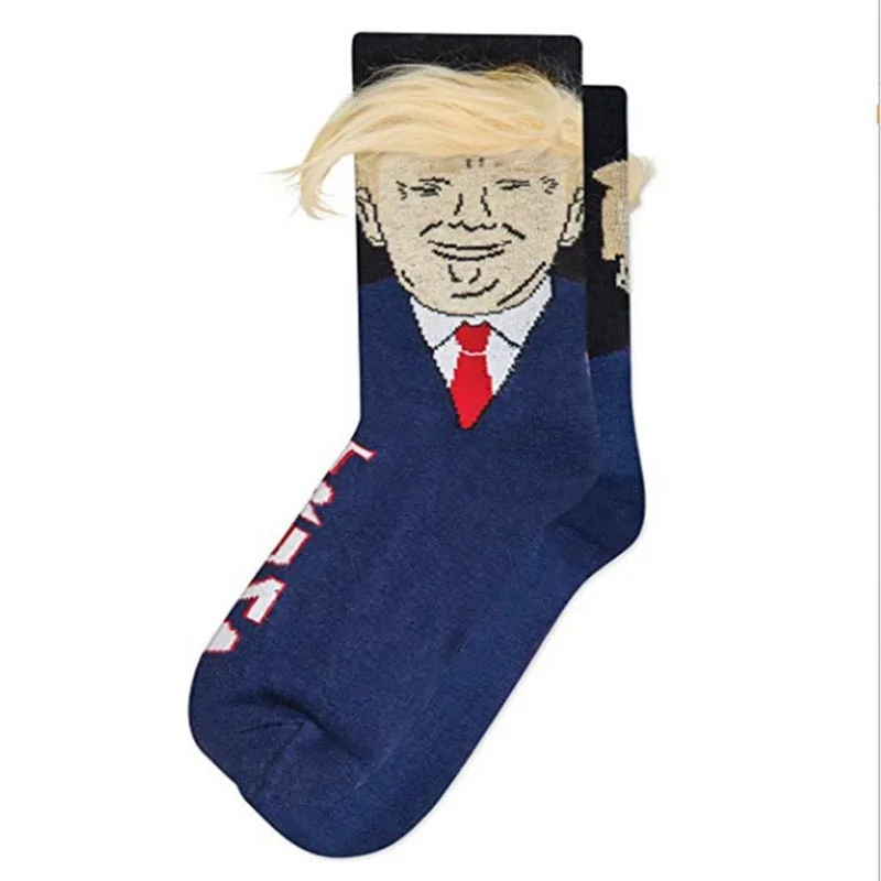 2024 President Donald Trump Spoof Funny Socks Men Women Character Abstract 3D Fake Hair Trump Crew Sokken Homme Dropship 1