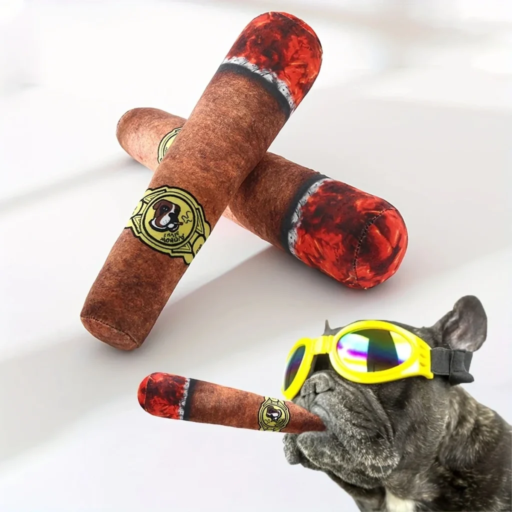 1pc-Pet Funny Toys Cigar Big Smoke Plush Sound Squeak Fake Cigarettes Toys Dog Chew Molar Interactive Game Bite Resistant Pet 1