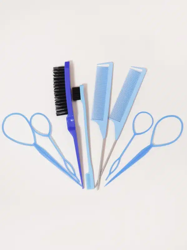 8PCS hair styling comb set, teasing hair brush, pointed tail comb edge brush, hair tail tool weaving tool ring 5