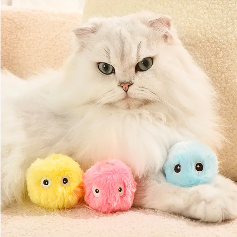 Interactive Ball Smart Cat Toys Plush Electric Catnip Training Toy Kitten Touch Sounding Pet Product Squeak Toy Ball 1