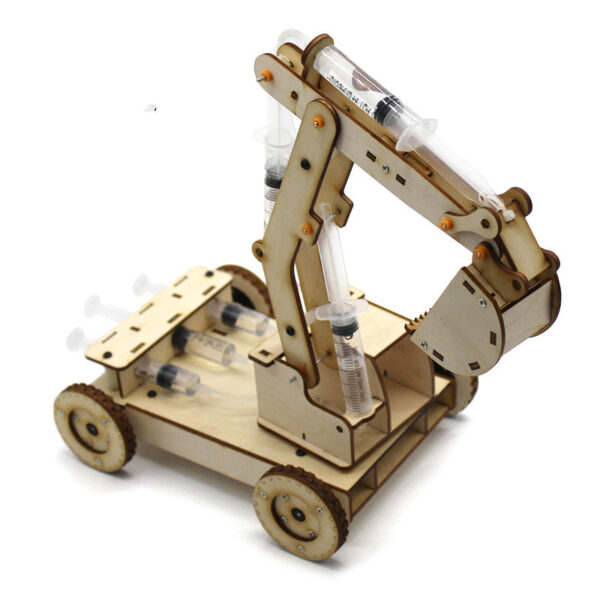 Wooden Hydraulic Excavator Model Children's Toys Wooden Handmade Materials Scientific - Image 3