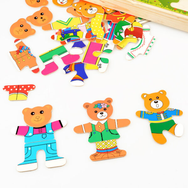 Children's wooden puzzle bear dressing - Image 3