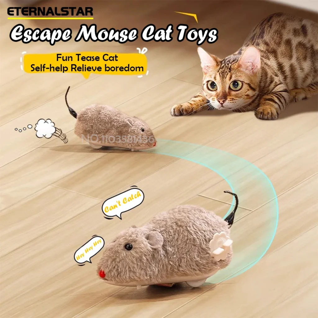 Cat Toys Clockwork Simulation Mouse No Batteries Durable Indoor Cat Hi-Lo Relieve Boredom Interactive Plush Toys Pet Toys 1