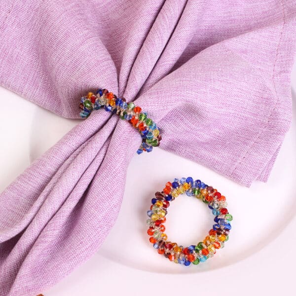 Creative Color Crystal String Beads Napkin Ring - Image 3