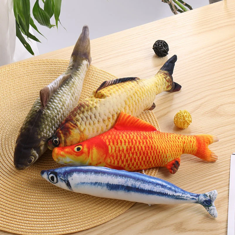 Hot sale of cat-teasing toys simulation fish tear-teasing cat chew plush toys fish cat supplies Pet supplies 1