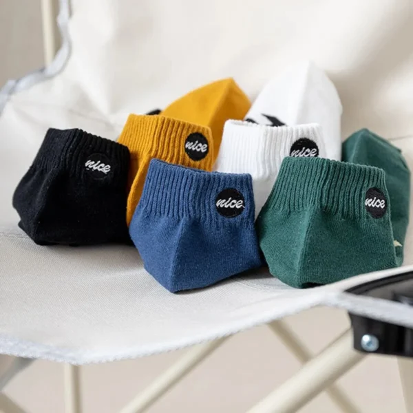 5 Pairs/Set Letter Printed Men Sock Low Cut Ankle Socks for Spring and Summer 2