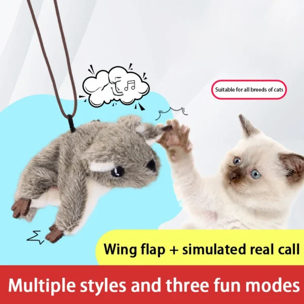 Interactive Cat Toys Rechargeable Flying Bird Rat Cat Toy Chirping Flapping Bird Can Add Catnip Touch Activated Plush Toy 4