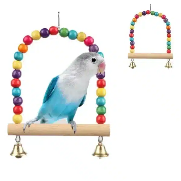 Pet Toy Bird Swing Toys Parrot Wooden Swing Stand Pet Supplies(S:12x15cm/ L:18*22cm) 1