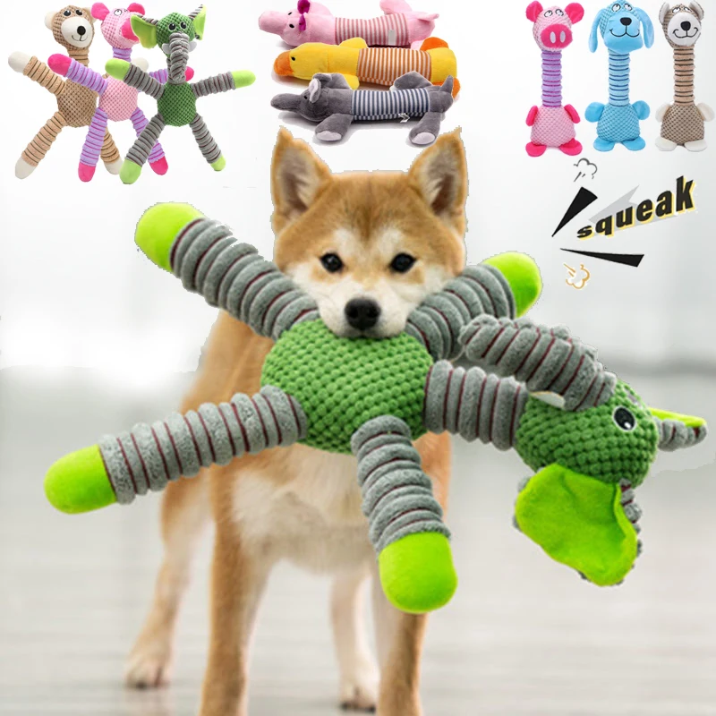 Indestructible Large Dog Sound Squeaky Toys Animals Shape Pet Soft Plush Chew Molar Training Toy Puppy Bite Teeth Dental Toys 1