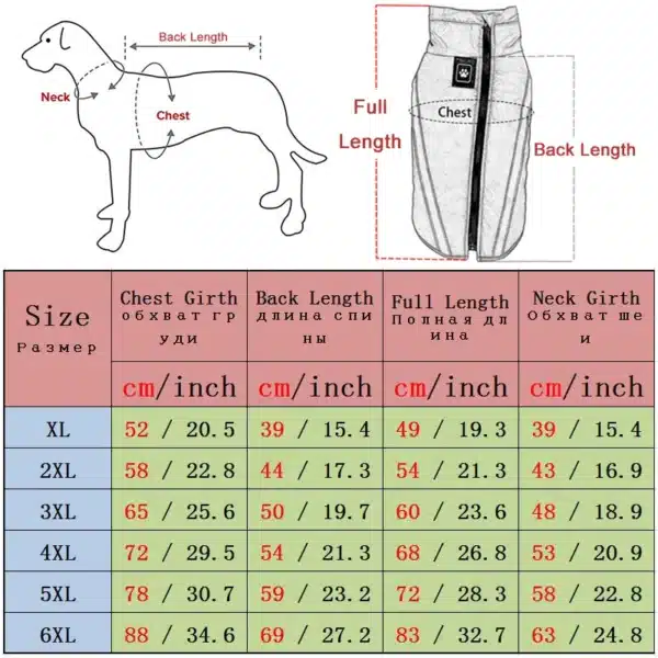 Fleece Lining Waterproof Dog Winter Coat Warm Puppy Jacket Vest Reflective Pet Clothes Apparel Pet Clothing for Medium Large Dog 6