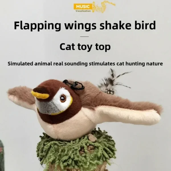 New Interactive Cat Toy Rechargeable Bird Cat Toy Chirp Flapping Bird (not Flying) Can Add Cat Paw Touch Activated Plush  Toys 5
