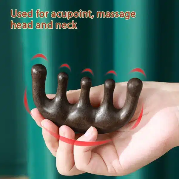 Meridian Massage Comb Five-Tooth Handleless Chinese Acupuncture Head Comb Blood Circulation Sandalwood Scalp Meridian Comb 2
