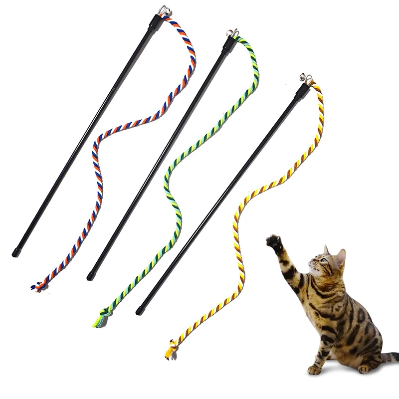 Cat Toy Interactive Teasing Rod with Rope for Cats to Chew and Chase Kitten Teaser Toy Pet Cats Wand Toys Stick Toy 1