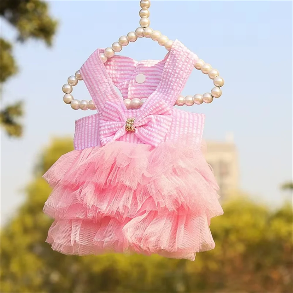 Dog Summer Dress Cat Lace Skirt Pet Clothing Chihuahua Stripe Skirt Puppy Cat Princess Apparel Cute Puppy Clothes Pet Product 1