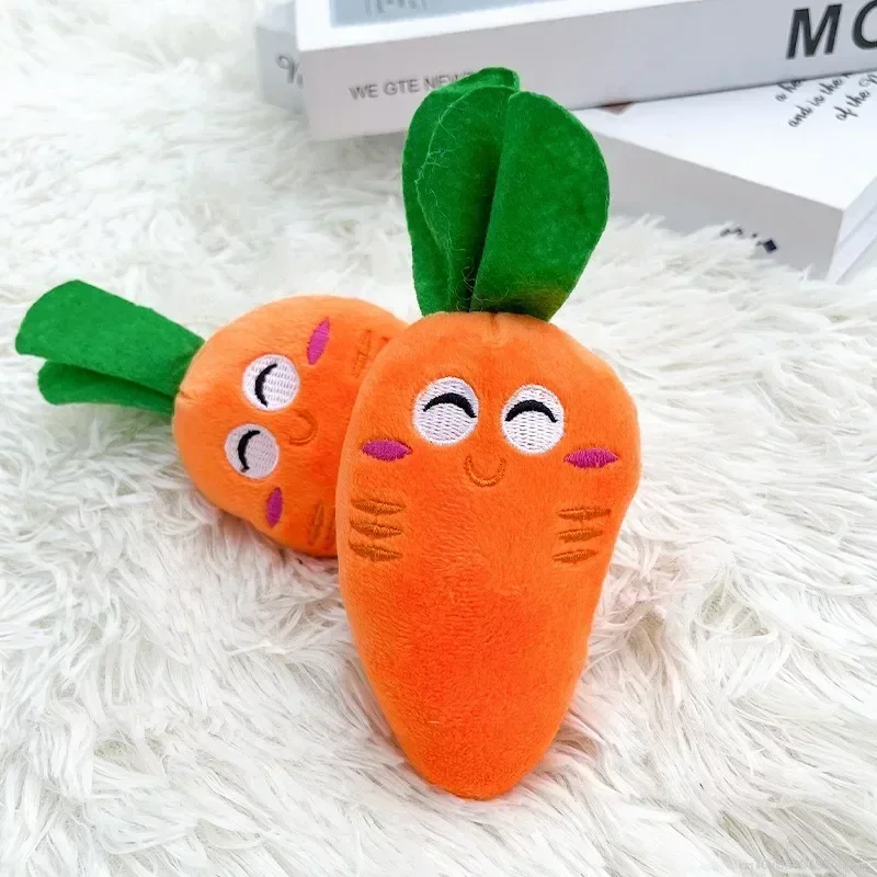 Orange Cute Puppy Pet Supplies Carrot Vegetables Shape Plush Chew Squeaker Sound Squeaky Interaction Dog Toys Gift Dog Accessor 1