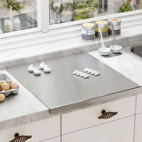 L-shaped folding chopping board stainless steel double-sided chopping board kitchen household fruit cutting and kneading panel 3