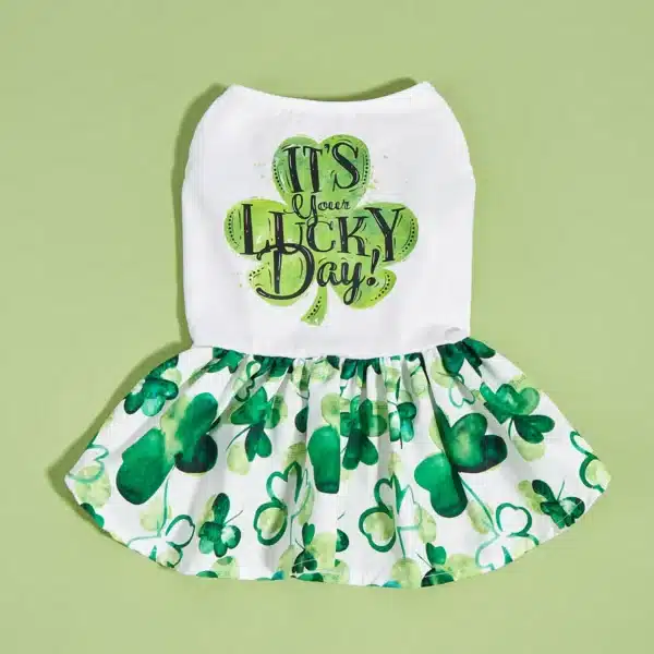 Cutest Clover in The Dog Dress, St Patricks Day Dog Clothes for Small Dogs Girl, Funny Pet Apparel Cat Holiday Outfit 5