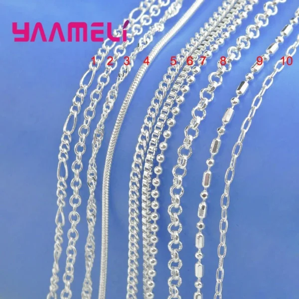 100% Authentic Genuine 925 Sterling Silver Link Chain Necklace with Lobster Clasps fit Men Women Pendant 10 Designs 16-30 Inches 2