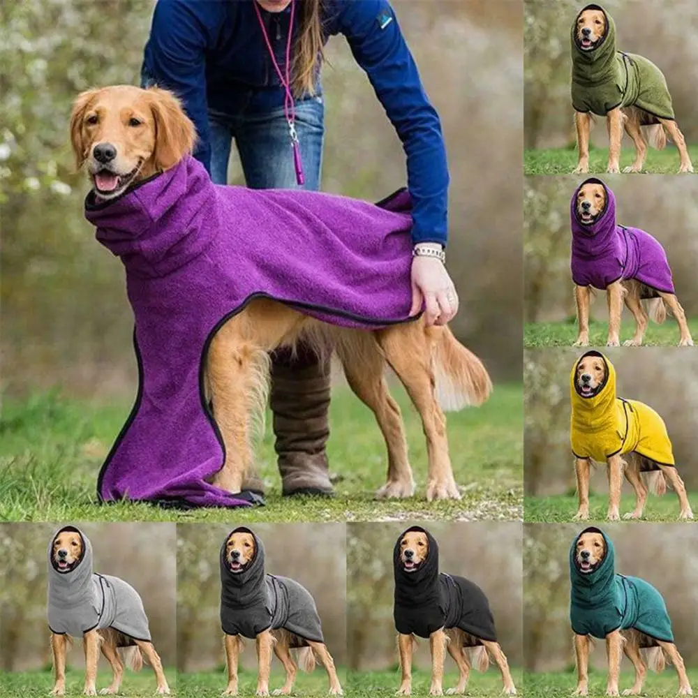 Dog Towelling Pet Clothes Drying Super Absorbent Robe Soft quick drying Polyester Sleepwear Coat Warm Apparel 1