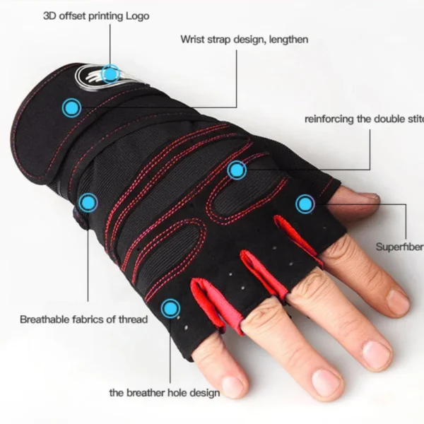 Fitness Half Finger Gloves Men And Women Wrist Guard Sports Dumbbell Riding Non Slip Horizontal Bar Exercise Training 4