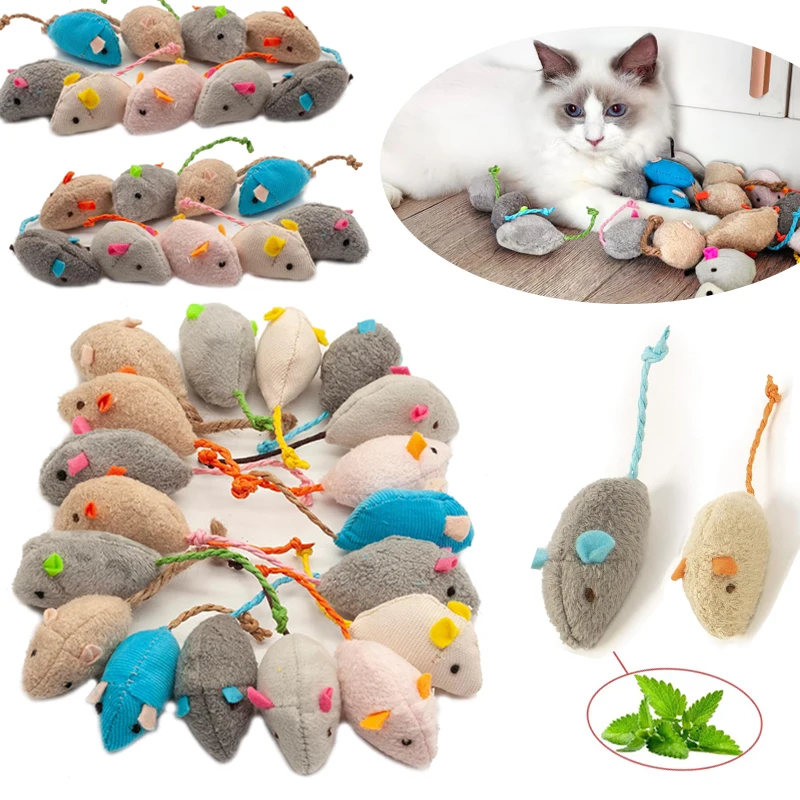 3/200pcs Rattle Cat Mouse Toys Also Prefilled Catnip Faux Fur Cat Mice Toys Interactive Cat Game Catnip Toys for Indoor Cats toy 1