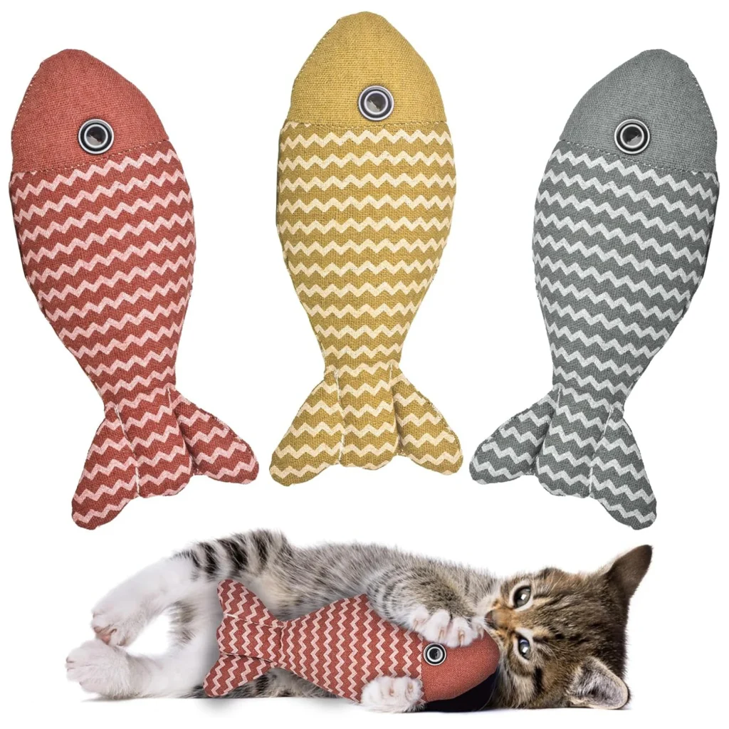 Cat Toys Fish Catnip Toys Interactive Cat Toy Cat Chew Toy Cat Pillow Toys Kitten Exercise Kicker Toys for Indoor Cats Kitty Kit 1