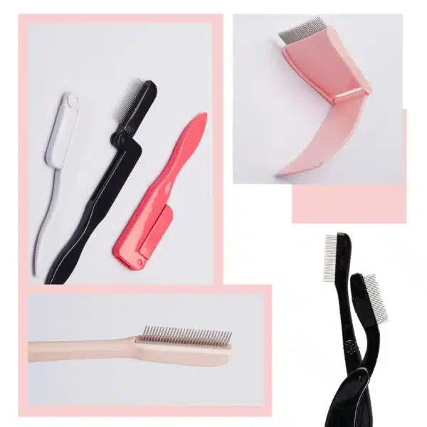 1 Pcs Black Foldable Eyelash Brush Comb Beauty Makeup Lash Separator Stainless Steel Eyelash Curler Mascara Curl Cosmetic Tool 4