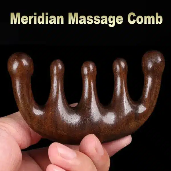 Meridian Massage Comb Five-Tooth Handleless Chinese Acupuncture Head Comb Blood Circulation Sandalwood Scalp Meridian Comb 1