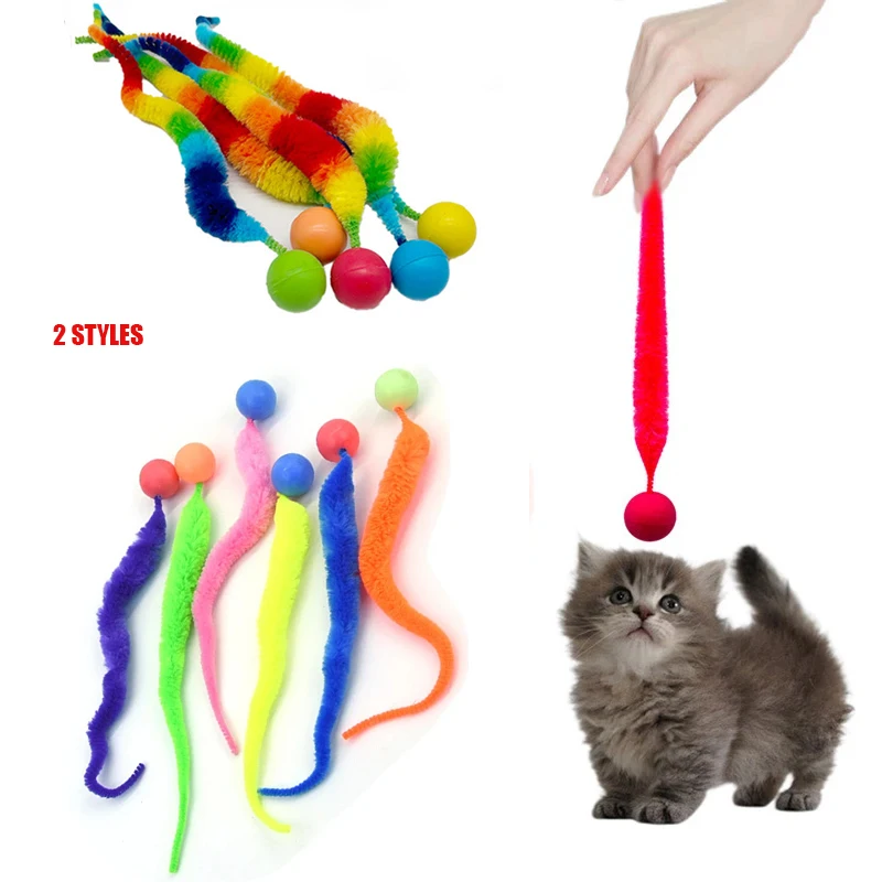 Cat interactive toys Tickle Cat Colorful Bouncing Ball Pet Supplies Puzzle Teasing Indoor Cat Worm Caterpillar Elastic Toy 1