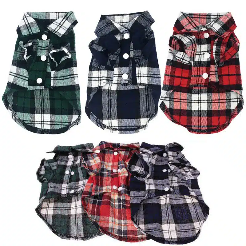 British Style Dog Clothes Summer Pet Plaid Shirt Lapel Coat Cat Jacket Clothes Costume Puppy Kitten Top Apparel 1