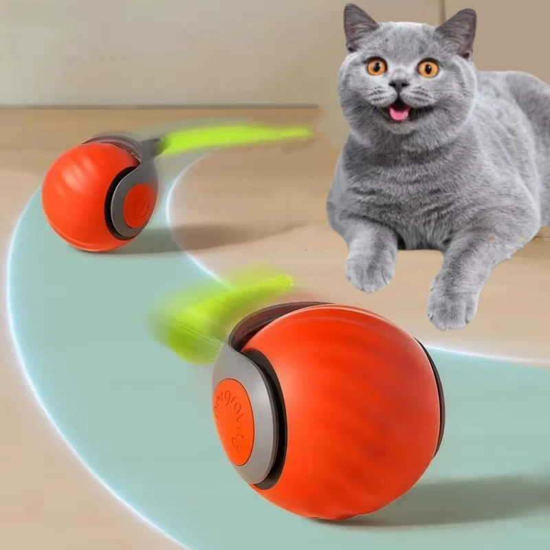 Cat Interactive Ball Toys Automatic Rolling Ball Faux Tail Rechargeable Smart Pet Electric Toy Dog Cat Training Imitate Mouse 1